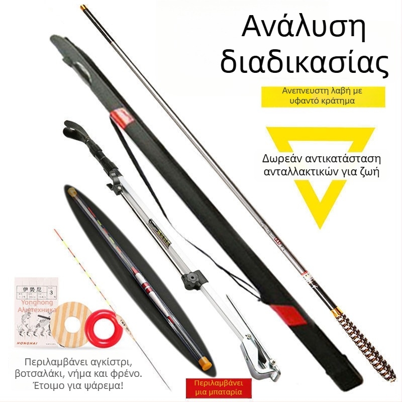 Σετ καλαμιών από ανθρακοίνωμα για αλιεία – υπερ-ελαφρύ, υπερ-σκληρό, πολυτμηματικό για καπον και καρατ (προτείνω επιβεβαίωση για ειδικά ονόματα ψαριών)