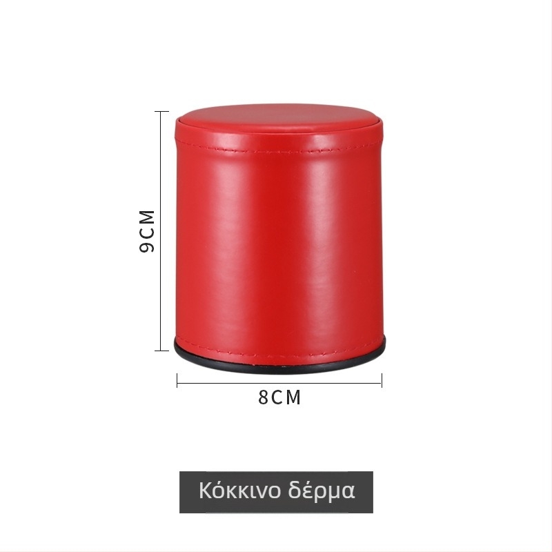 Κυπελλο ανακίνησης ζαριών από δέρμα και PP – δυνατότητα εκτύπωσης λογότυπου, στρογγυμένες γωνίες, κουτί 100 τεμαχίων, κατάλληλο για μπαρ παιχνίδια και ζάρια/χαρτιά