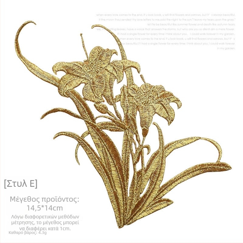 Θερμοκολλητή κεντημένη ορχιδέα για Hanfu και ρούχα — rayon, Rainbow Embroidery