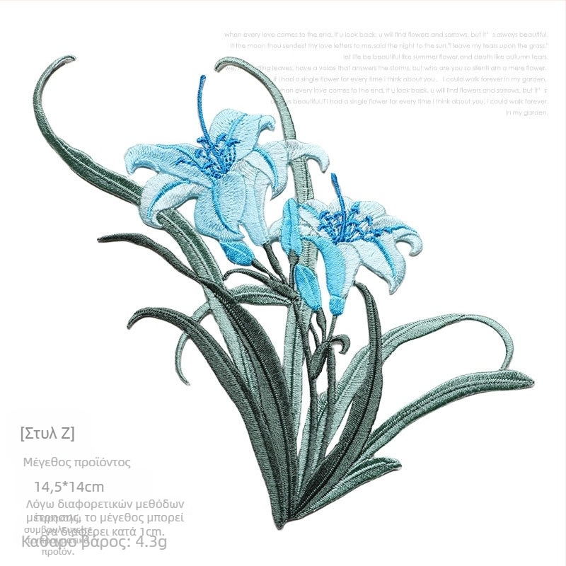 Θερμοκολλητή κεντημένη ορχιδέα για Hanfu και ρούχα — rayon, Rainbow Embroidery