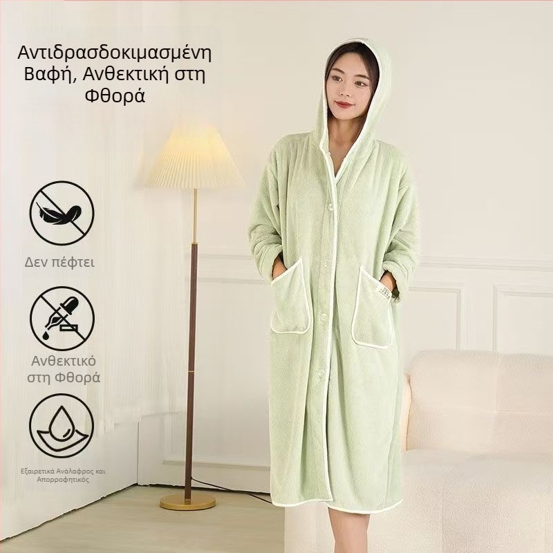 Γυναικείο μπουρνούζι — Χειμερινό φλίς, βαμβάκι-μικροϊνες, 600 g