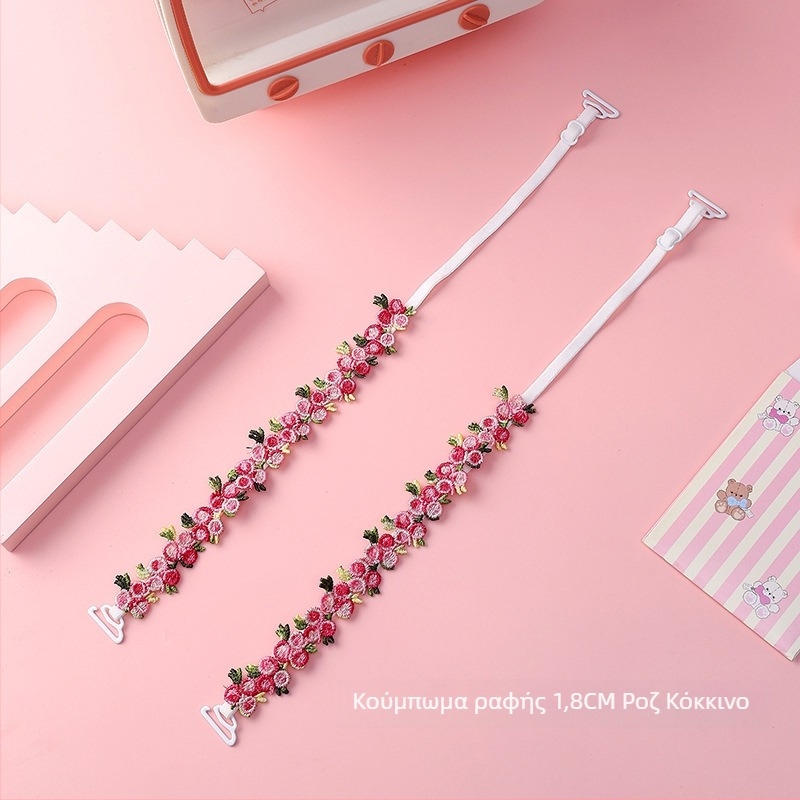 Δαντελένιοι ιμάντες σουτιέν με κεντημένα άνθη, αντικαταστάσιμοι ιμάντες για εσώρουχα, διπλοί ιμάντες ώμου