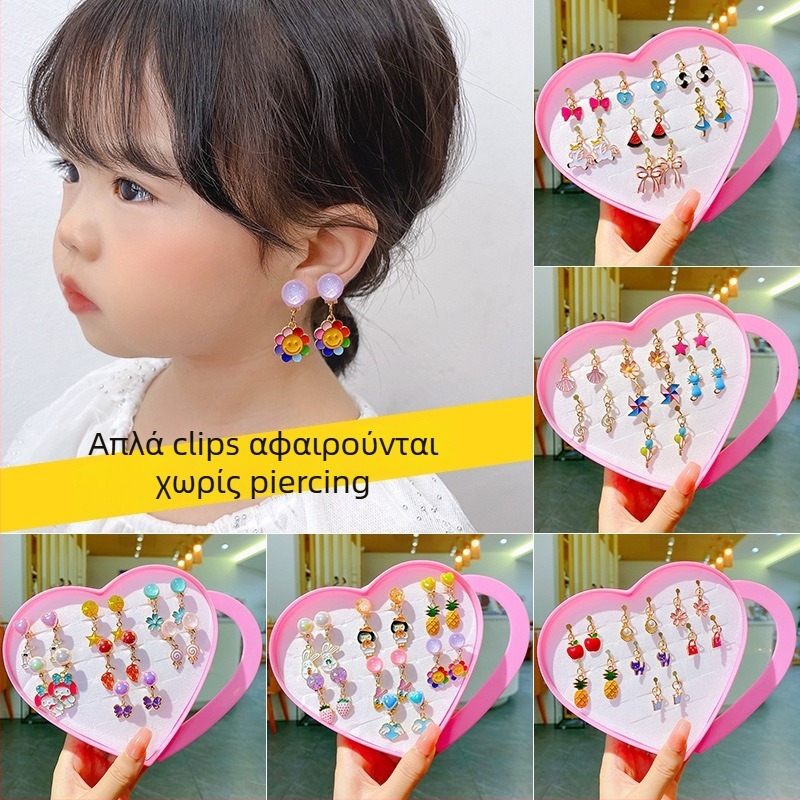 Κλιπ αυτιών για παιδιά – Καρτούν σειρά Princess, χειροποίητο από κράμα, χωρίς τρύπημα, κατάλληλα για ηλικίες 3–6, 6–10 και 10+