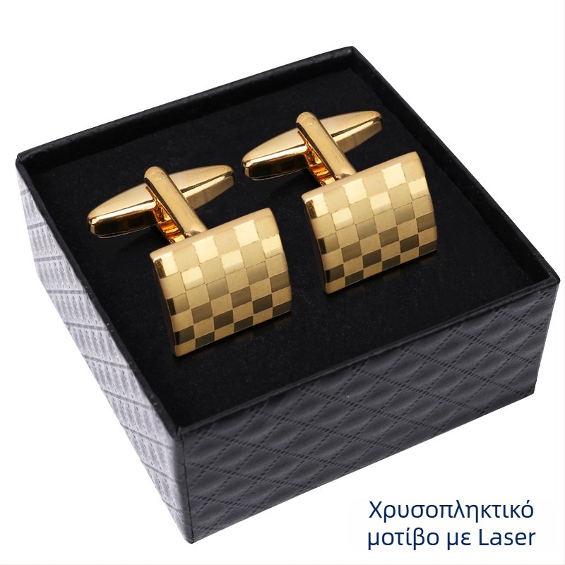 Κουμπιά μανικετόκουμπα (κράμα, απλό ανδρικό στυλ, γεωμετρικός σχεδιασμός, ηλεκτροπλατίωση)