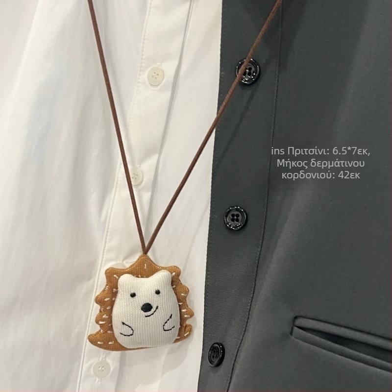 Παιδικό κολιέ από δερμάτινο κορδόνι με σχέδιο καρτούν ζωάκια, μακρύ κολιέ, δυνατότητα προσαρμογής, ατομικά συσκευασμένο