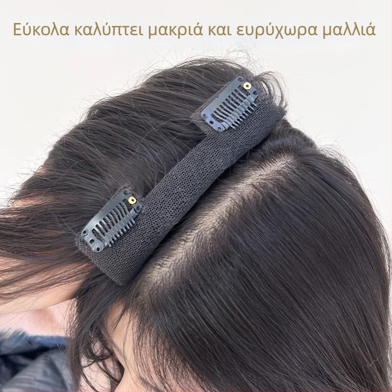 Περούκα με κεντρικά χωριστές φράντζες, αφράτη και φυσική όψη, μαλλιά από σύρμα υψηλής θερμοκρασίας, μπλοκ φράντζας σε σχήμα Ι, μηχανισμός
