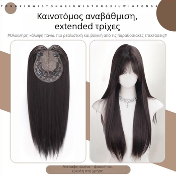 Περούκα για γυναίκες, μοντέλο B11 μακρύς ευθύς, θερμοανθεκτικό νήμα, ίσια με φράντζ, μηχανισμός