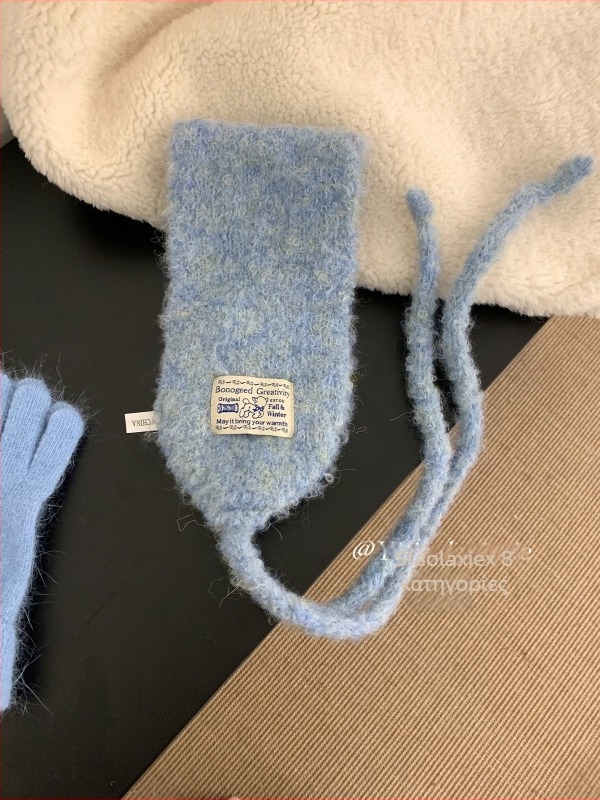 Unisex Ear Warmer και κασκόλ με κορδόνια, βαμβάκι, μονόχρωμο, αναδιπλούμενο στυλ, διατηρεί τη ζέστη, Χειμώνας 2025