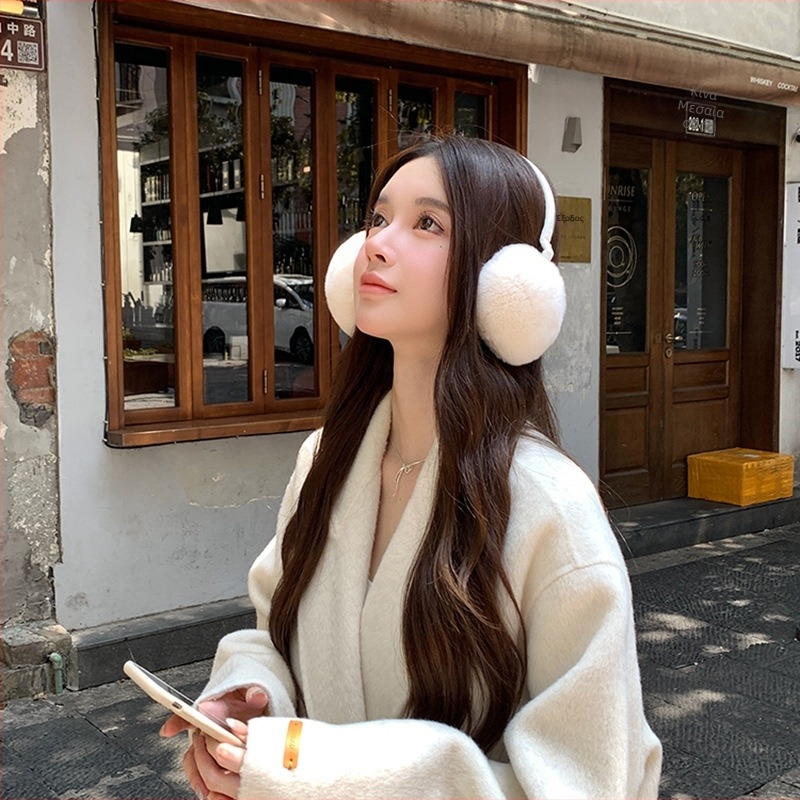 Earmuffs από γούνα κουνελιού – ζεστά και ανθεκτικά στον άνεμο, Unisex, χειμώνας/φθινόπωρο, βασικό/χαριτωμένο στυλ