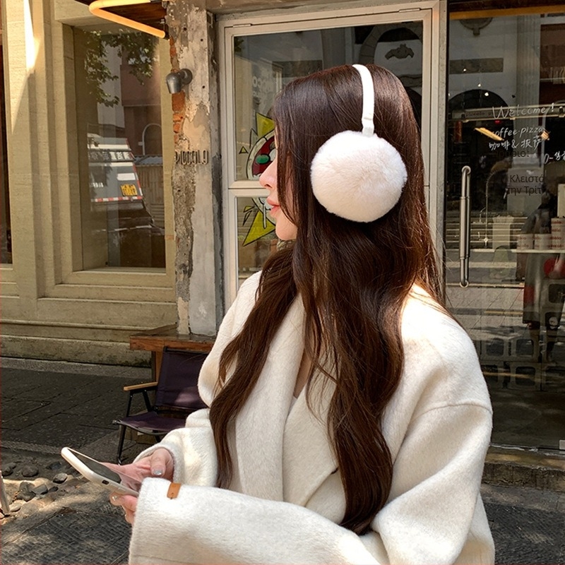 Earmuffs από γούνα κουνελιού – ζεστά και ανθεκτικά στον άνεμο, Unisex, χειμώνας/φθινόπωρο, βασικό/χαριτωμένο στυλ