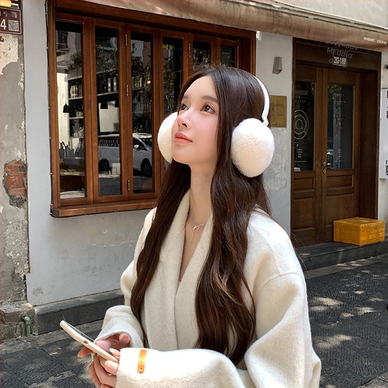 Earmuffs από γούνα κουνελιού – ζεστά και ανθεκτικά στον άνεμο, Unisex, χειμώνας/φθινόπωρο, βασικό/χαριτωμένο στυλ