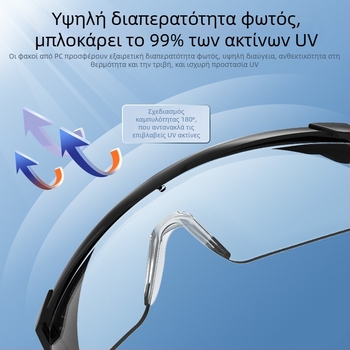 Γυαλιά προστασίας Shield SG-60002, πολυκαρβονικό, αντισταγονιδιακή προστασία, προστασία από σκόνη