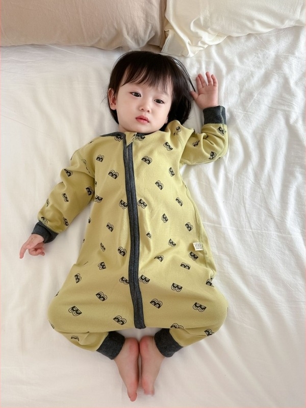 Βρεφικό ολόσωμο ρούχο ύπνου κορεατικού στυλ, 95% βαμβάκι, παχύ βρουσμένο ύφασμα, σχέδια ζωάκια/καρτούν/γράμματα/λουλούδια, για 1–3 ετών