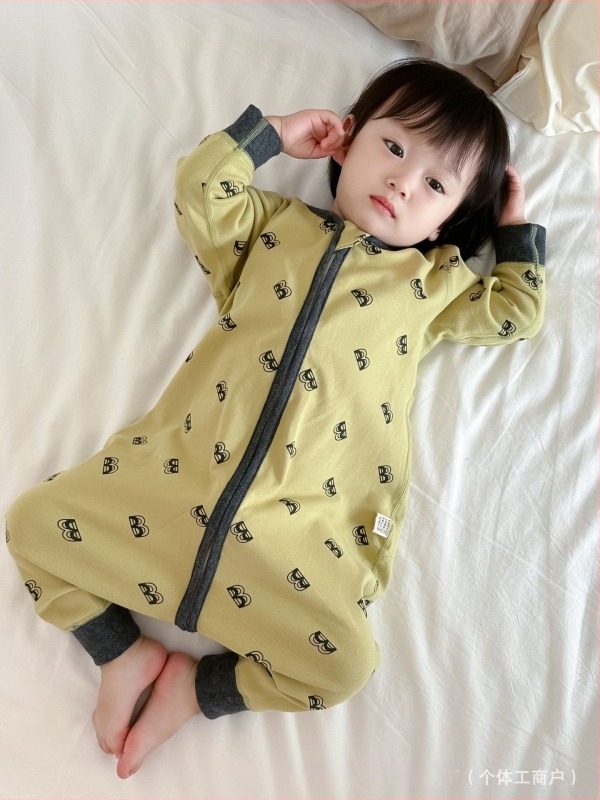 Βρεφικό ολόσωμο ρούχο ύπνου κορεατικού στυλ, 95% βαμβάκι, παχύ βρουσμένο ύφασμα, σχέδια ζωάκια/καρτούν/γράμματα/λουλούδια, για 1–3 ετών