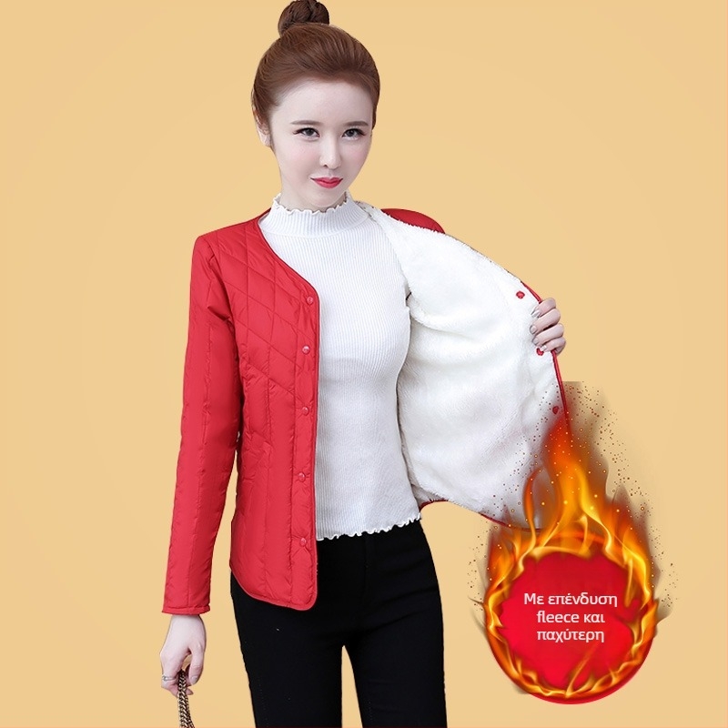 Γυναικείο κοντό βαμβακερό παλτό με επένδυση φλίς, γέμισμα από ίνες που μιμούνται το μετάξι, ύφασμα Chenille, στενή γραμμή, γιακά polo, μακριά μανίκια, φθινόπωρο 2024