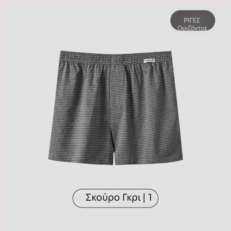 Ανδρικά βαμβακερά μποξέρ σε ρίγες, αναπνεύσιμη πλεκτή ύφανση, μεσαία ζώνη, 95–100% βαμβάκι, πυκνότητα υφάσματος 40