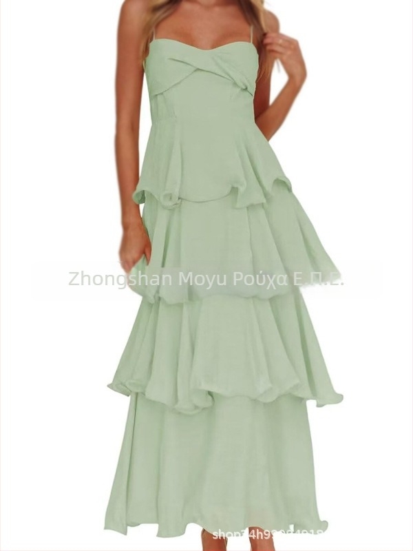 Πολυεστερικό μακρύ φόρεμα σε γραμμή Α, χωρίς μανίκια, με υψηλή μέση, κομψό βραδινό φόρεμα γάμου (2026)