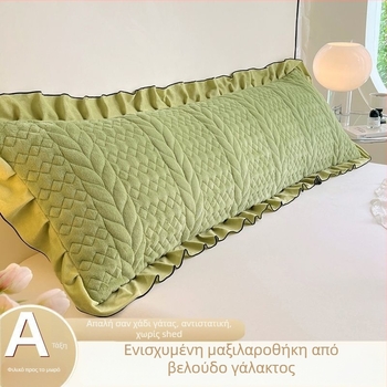 Σετ μαξιλαροθηκών από βελούρ γάλακτος με καπιτονέ ύφανση για ζευγάρια — ύφασμα 40s, αντιδραστική βαφή