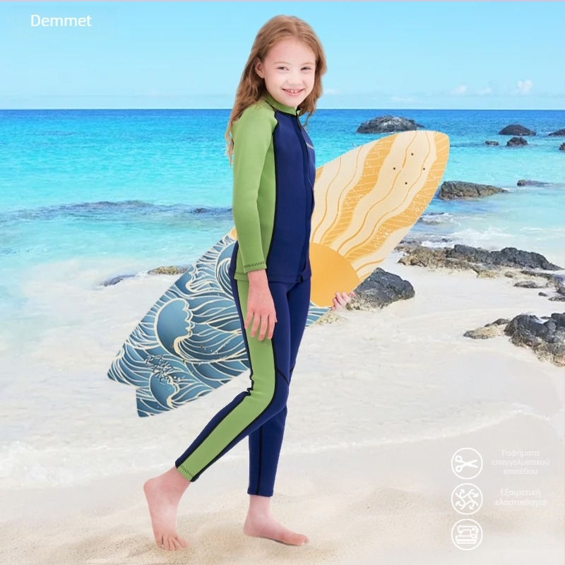 Παιδικό neoprene wetsuit δύο τμημάτων με μακριά μανίκια, 1.5/3 mm, ζεστό για κατάδυση, σνόρκελινγκ και κολύμβηση