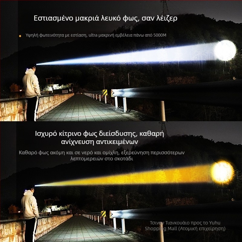 Shuosen Επαναφορτιζόμενος εξαιρετικά φωτεινός κεφαλικός φακός για νυχτερινό ψάρεμα – Μπαταρία 18650, Αδιάβροχος, 8–10 ώρες αυτονομίας, 266 g, ελαστικός ιμάντας κεφαλής