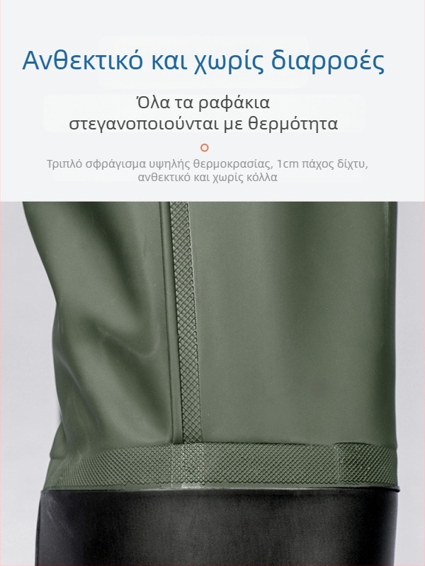 PVC ενδύματα ψαρέματος: παντελόνια πλήρους κάλυψης και αδιάβροχο, 2 τσέπες, χωρίς σωσίβιο