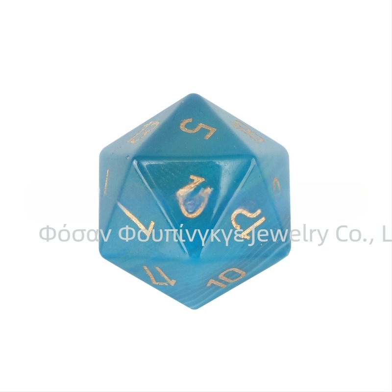 Ζάρια επιτραπτέζιου παιχνιδιού – φυσικά κρυσταλλικά λίθοι, είκοσι όψεις, στυλ δεξιού γωνίας, wowu