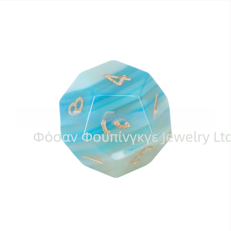 Ζάρια επιτραπτέζιου παιχνιδιού – φυσικά κρυσταλλικά λίθοι, είκοσι όψεις, στυλ δεξιού γωνίας, wowu