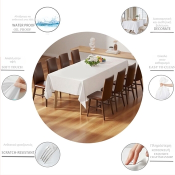 Τραπεζομάντηλο PEVA, ορθογώνιο, 137x274 cm, μονόχρωμο, ευρωπαϊκό μινιμαλιστικό στυλ
