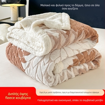 Κουβέρτα πολυεστερική, ελαφριά (κάτω των 300 g), φλοράλ μοτίβο, μοντέρνο μινιμαλιστικό στυλ, φλίς από τη μια πλευρά