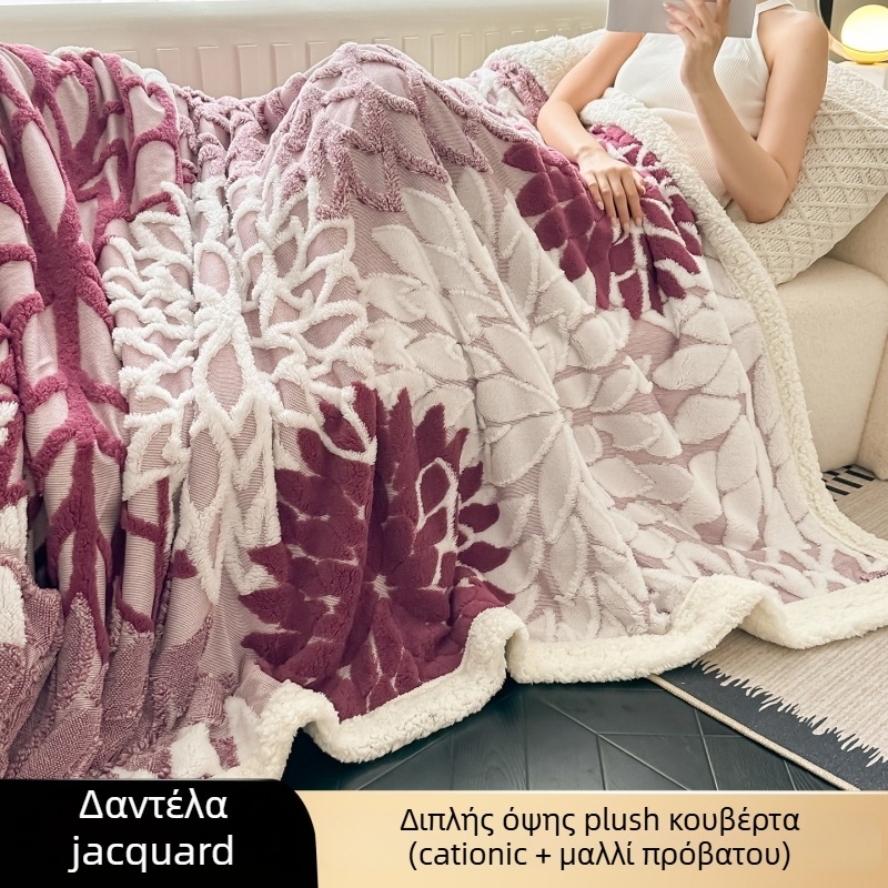 Κουβέρτα πολυεστερική, ελαφριά (κάτω των 300 g), φλοράλ μοτίβο, μοντέρνο μινιμαλιστικό στυλ, φλίς από τη μια πλευρά