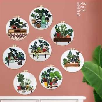 Σετ DIY κεντητικής με 3D ευρωπαϊκό στυλ για αρχάριους – κεντήματα φυτών και λουλουδιών