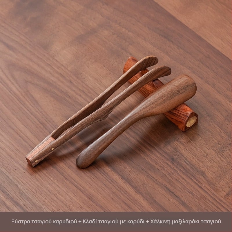 Κουτάλι τσαγιού από καρυδιά με εργαλείο ανάσυρσης φύλλων τσαγιού και μετρητή, υψηλής ποιότητας αξεσουάρ σε κινεζικό στυλ