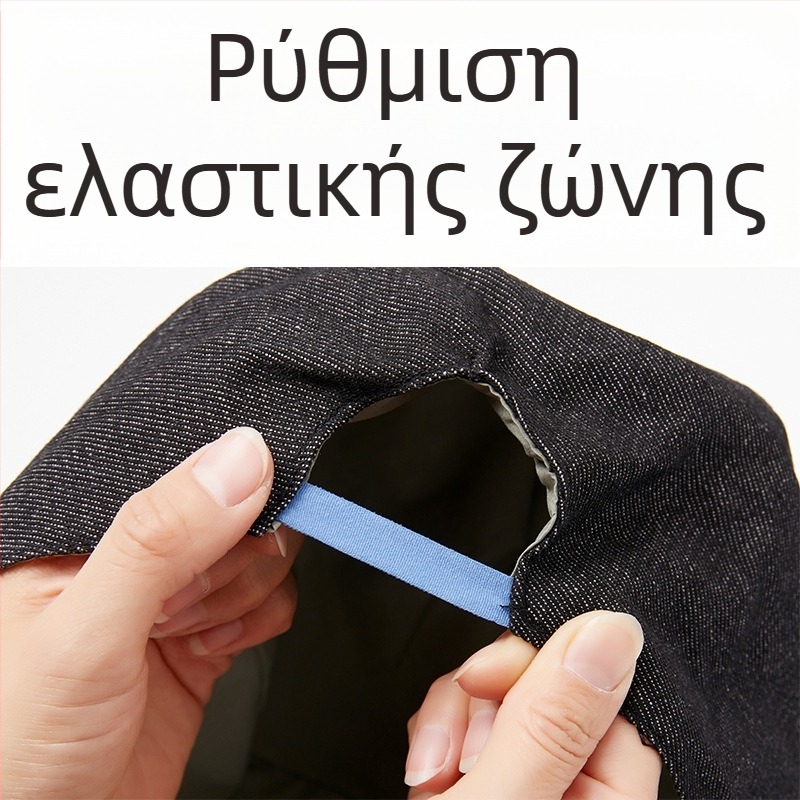 Τζιν καπέλο φλατ με διπλό στρώμα, καπέλο εργασίας με εκτυπωμένο λογότυπο, unisex, μικρό στρογγυλό καπέλο προστασίας από τη σκόνη και φροντίδας μαλλιών