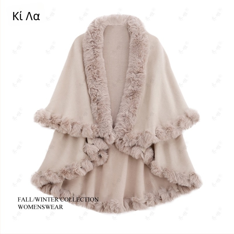 Γυναικεία πλεκτή κάπα-μάντης με jacquard ύφανση και μονοχρωμο σχέδιο (ακρυλικό/τεχνητή μαλλί· κατάλληλη για χειμώνα, άνοιξη, φθινόπωρο; διατηρεί τη θερμότητα)