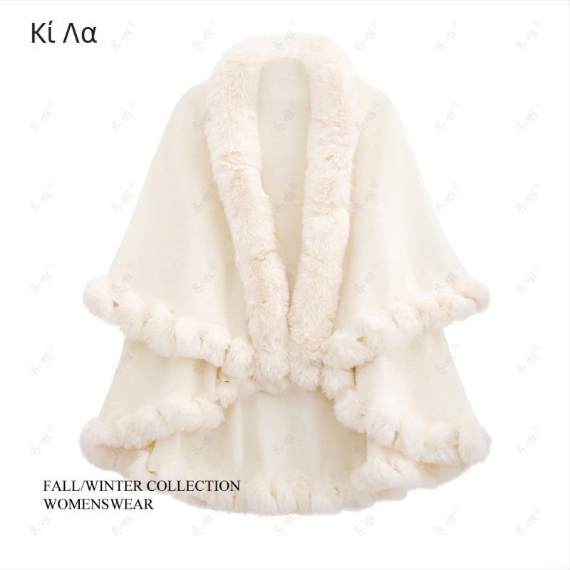 Γυναικεία πλεκτή κάπα-μάντης με jacquard ύφανση και μονοχρωμο σχέδιο (ακρυλικό/τεχνητή μαλλί· κατάλληλη για χειμώνα, άνοιξη, φθινόπωρο; διατηρεί τη θερμότητα)