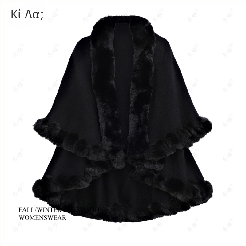 Γυναικεία πλεκτή κάπα-μάντης με jacquard ύφανση και μονοχρωμο σχέδιο (ακρυλικό/τεχνητή μαλλί· κατάλληλη για χειμώνα, άνοιξη, φθινόπωρο; διατηρεί τη θερμότητα)