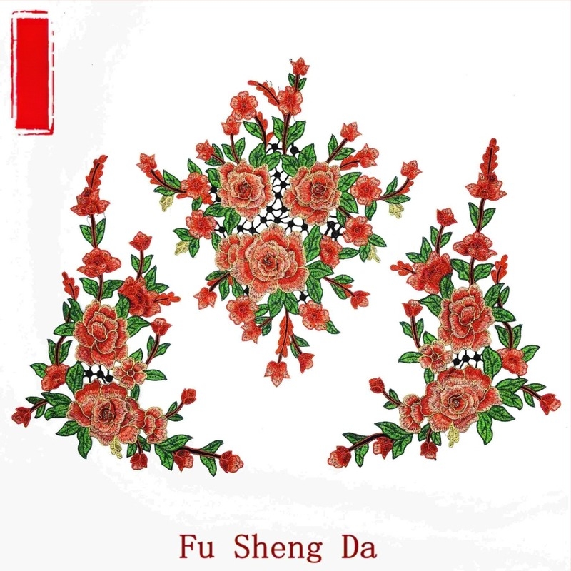 Κολάρο-λουλούδι από βελονιά διαλυτή στο νερό, τρισδιάστατα λαμιναρισμένο, πολυεστερικό νήμα, μάρκα Fusheng Da