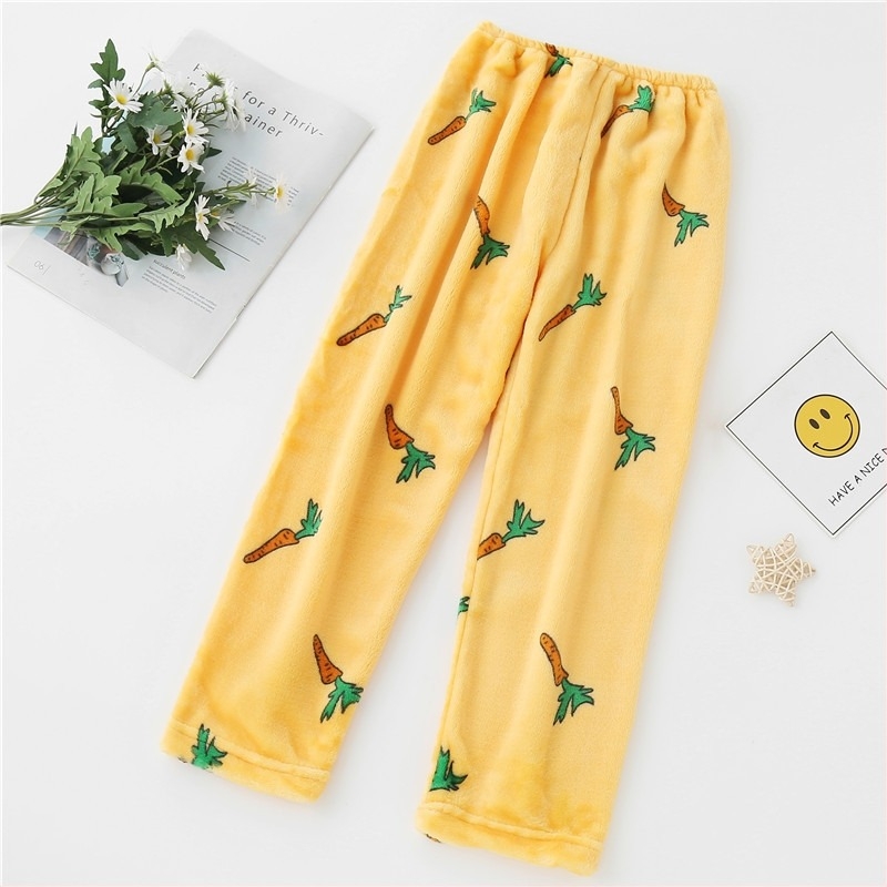 Ανδρικά/γυναικεία παιδικά παντελόνια πυτζάμα από κοραλλοβελούδο, με φλίς εσωτερικά, 100% πολυεστέρας, κορεατικό στυλ, χειμερινά οικιακά ρούχα για παιδιά ηλικίας 3–8 ετών