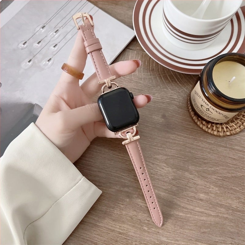 Δερμάτινο λουράκι Apple Watch SE με αγκράφα σε σχήμα D, κομψό γυναικείο στυλ
