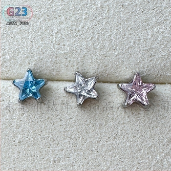 F136 Τιτάνιο κράμα - Αστέρι με ζιρκόν, κοσμήματα piercing με εξωτερική βίδωμα για τα αυτιά, τα χείλη και τα φρύδια
