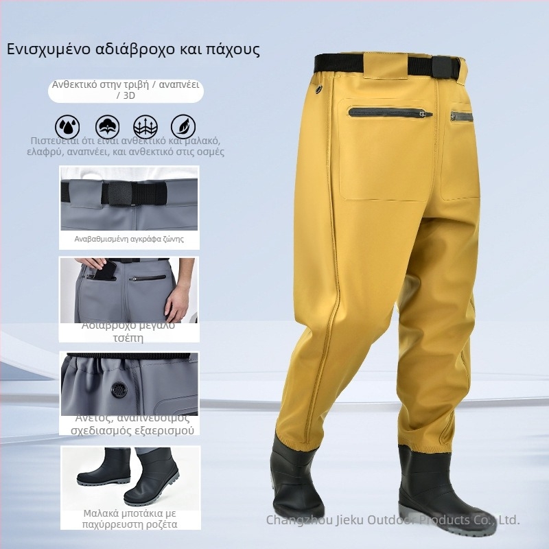 Αδιάβροχο σετ για ψάρεμα μέσης μήκους με μποτάκια – ελαφρύ, UV προστασία, αντοχή στον άνεμο, ανθεκτικό στη φθορά, απομάκρυνση υγρασίας, ύφασμα από χημικές ίνες για άνδρες