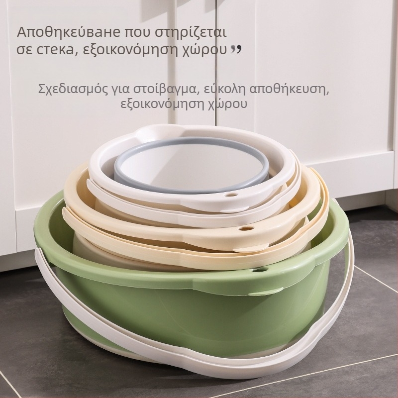 Αναδιπλούμενος κάδος νερού για κατασκήνωση — υλικό ΤΠΕ, στρογγυλό σχήμα, λαβή δραστηριοτήτων, συμβατό με κρύο και ζεστό νερό