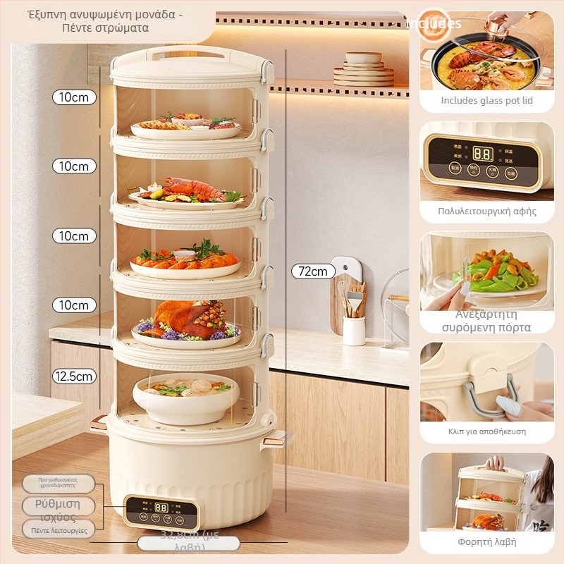 Πολυώροφο καπάκι φαγητού για οικιακή χρήση, PET υλικό, μόνωση, ευφυής και προστασία από σκόνη