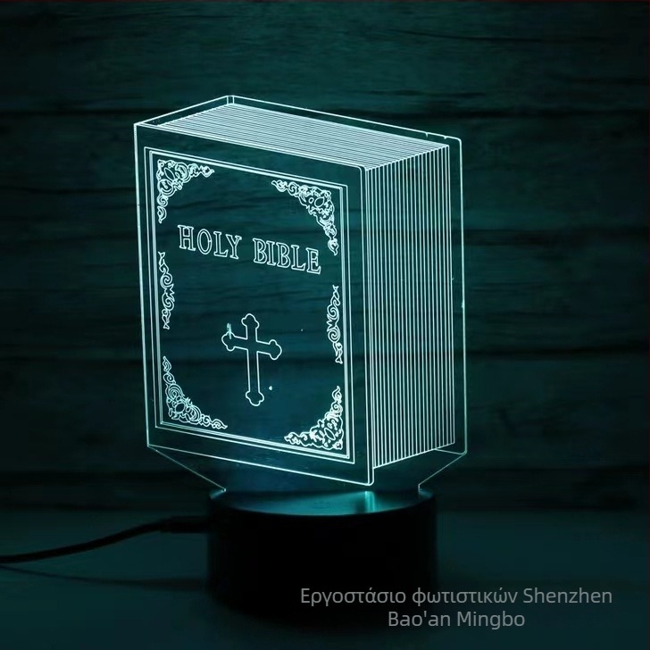 3D νυχτερινό φως με σχεδιασμό σταυρού, LED, ακρυλικό φωτιστικό κάλυμμα, τροφοδοσία από πρίζα ή μπαταρία, έλεγχος αφής