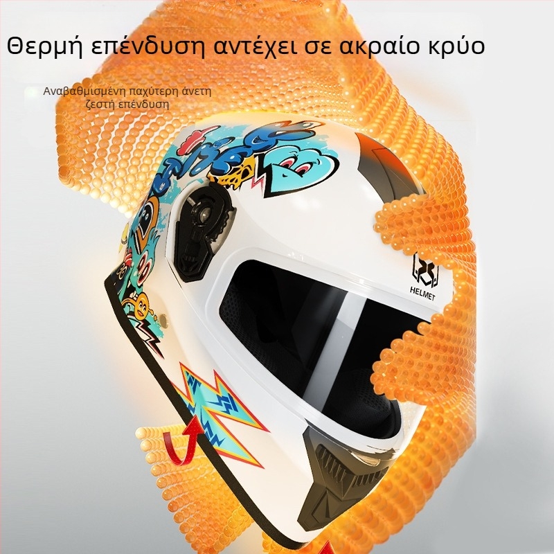 AXK παιδικό κράνος πλήρους προσώπου, ABS υλικό, για ηλεκτρικά δίκυκλα, πιστοποιήσεις GB811-2022A και κωδικός 3C 2023091105021233