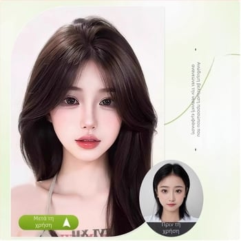 Γυναικεία περούκα με φράντζες, κάλυψη στην κορυφή του κεφαλιού, πραγματικά μαλλιά, μηχανισμός κατασκευής, φράντζες ευθείες ή κεκλιμένες, δεν μπορεί να βαφτεί ή να ισιωθεί