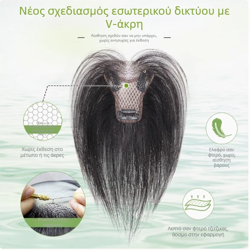 Γυναικεία περούκα με φράντζες, κάλυψη στην κορυφή του κεφαλιού, πραγματικά μαλλιά, μηχανισμός κατασκευής, φράντζες ευθείες ή κεκλιμένες, δεν μπορεί να βαφτεί ή να ισιωθεί