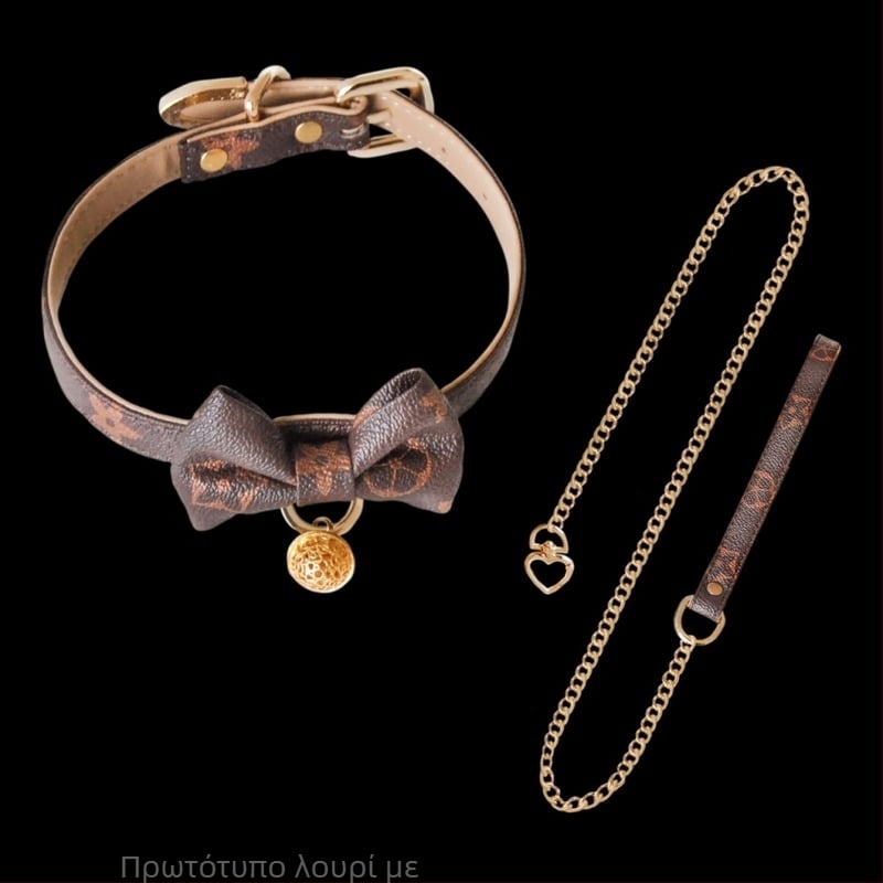 Unisex choker με καμπανάκι, PU υλικό, πλευρική αλυσίδα