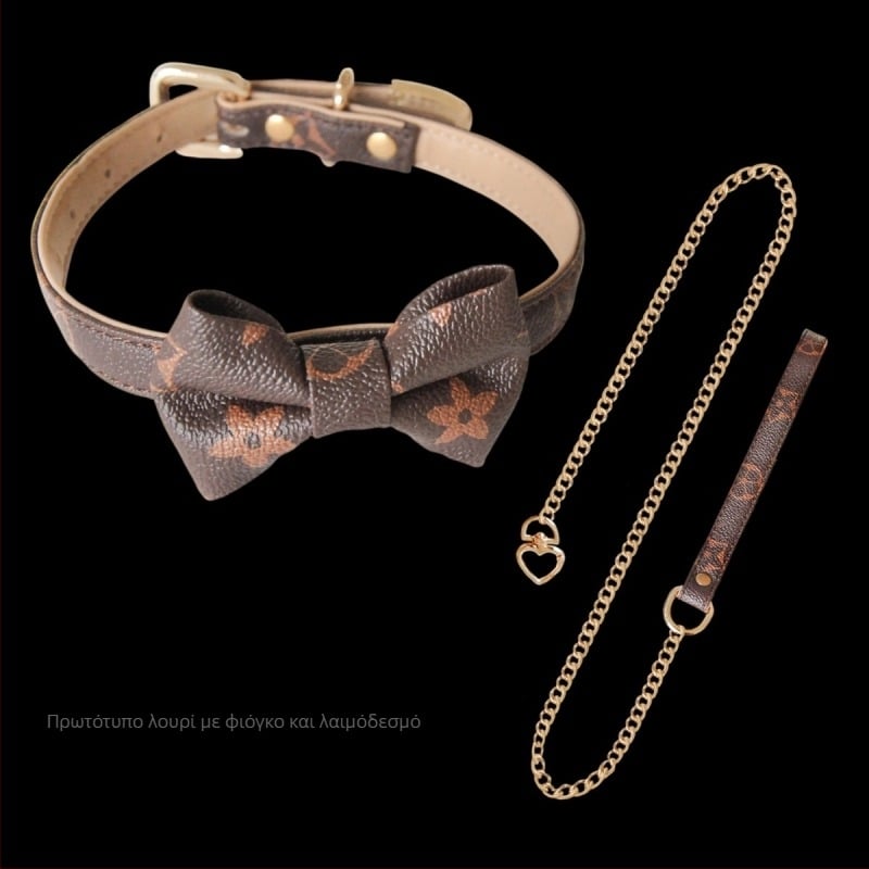 Unisex choker με καμπανάκι, PU υλικό, πλευρική αλυσίδα