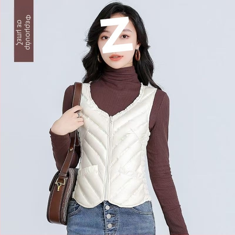 Γυναικείο ultra-σύντομο γιλέκο με πούπουλο από πάπια, χωρίς μανίκια, γέμισμα πούπουλου 81–85%